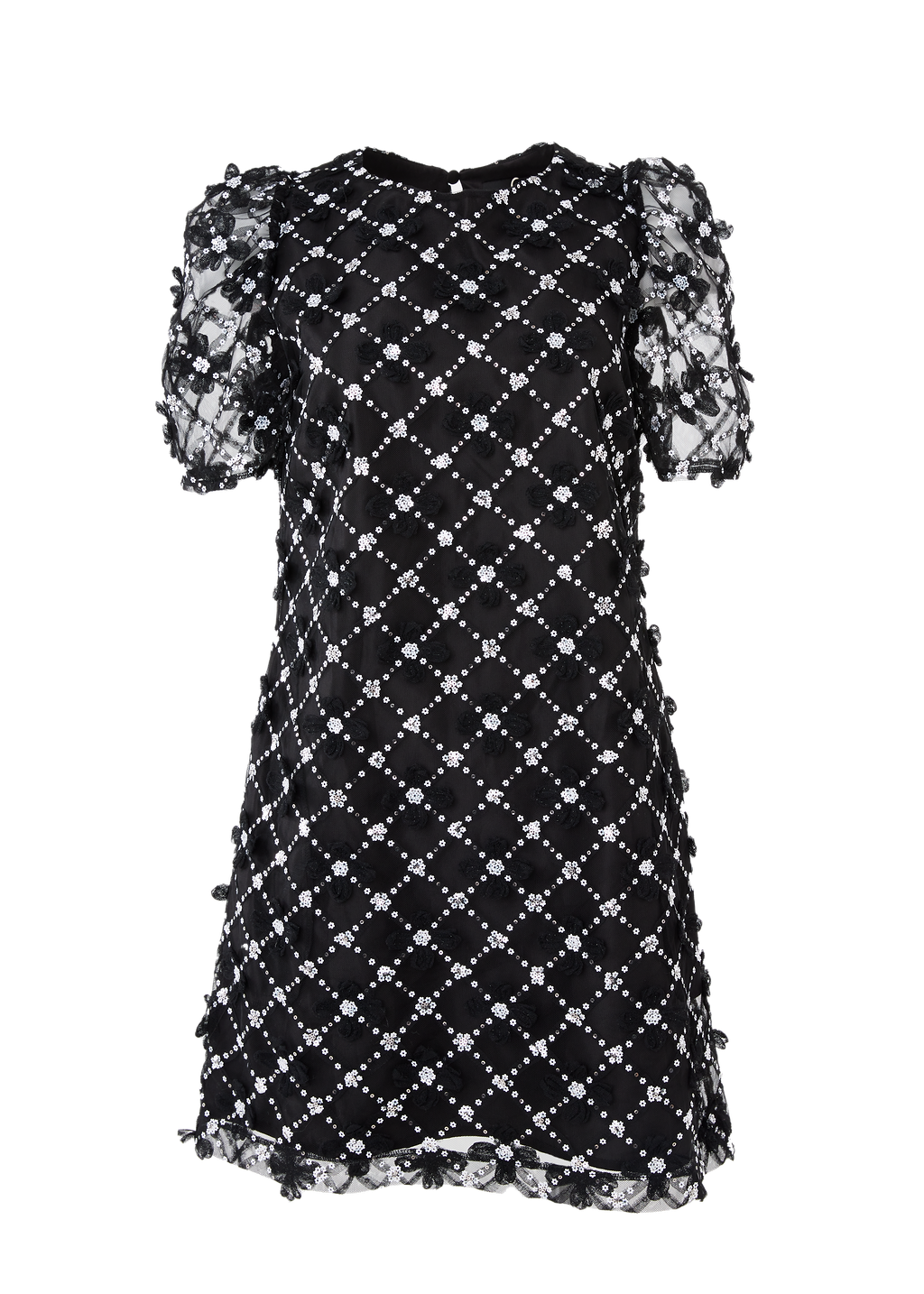 Marty Dress Black Sequin Lattice Lace