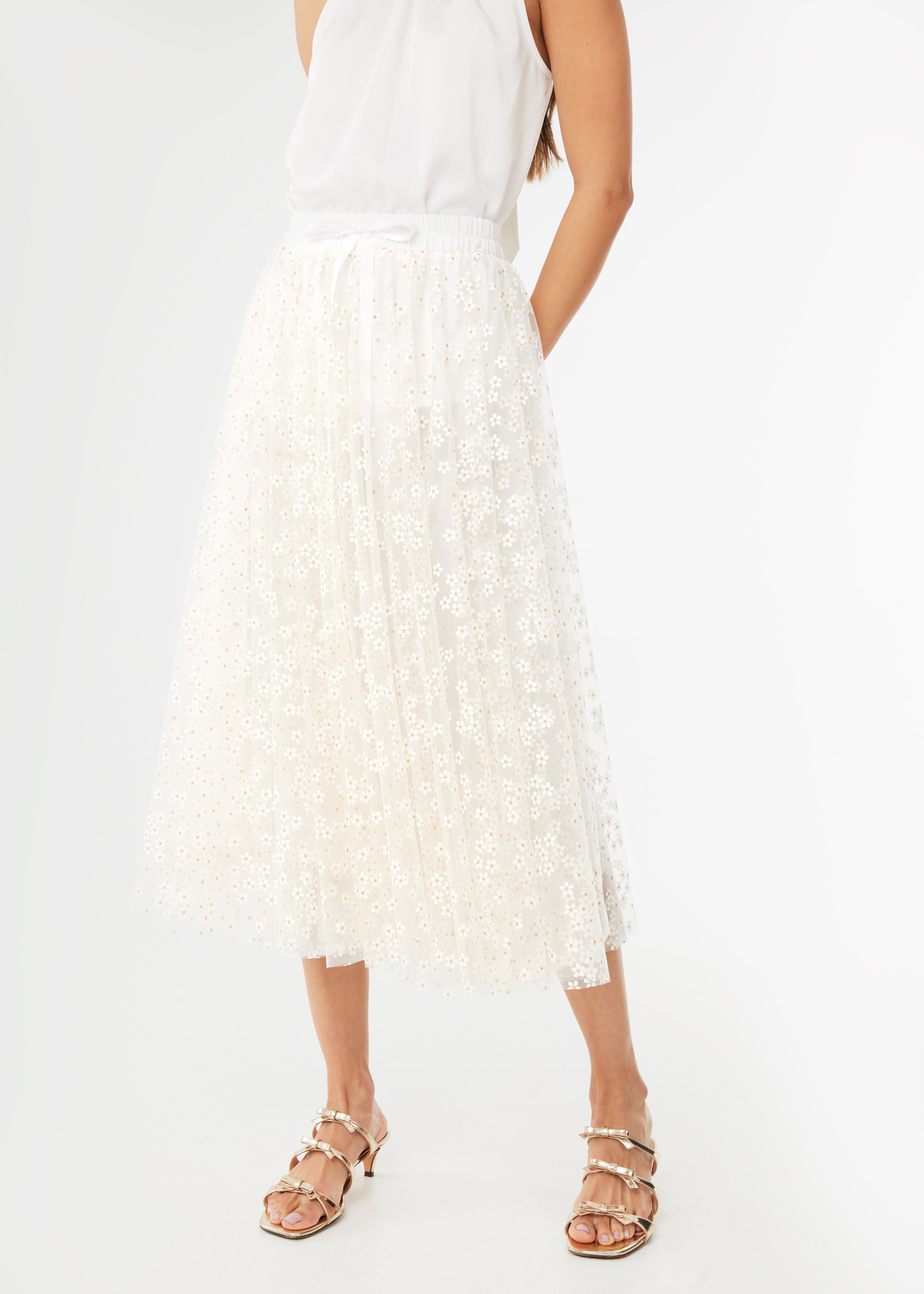 Sue Skirt White Daisy Tulle