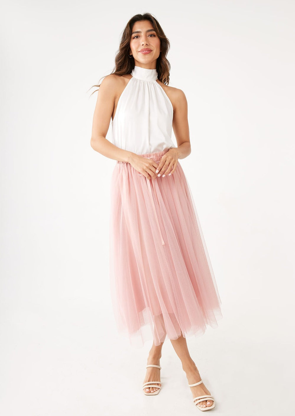 Bliss good tulle blush maxi skirt 00