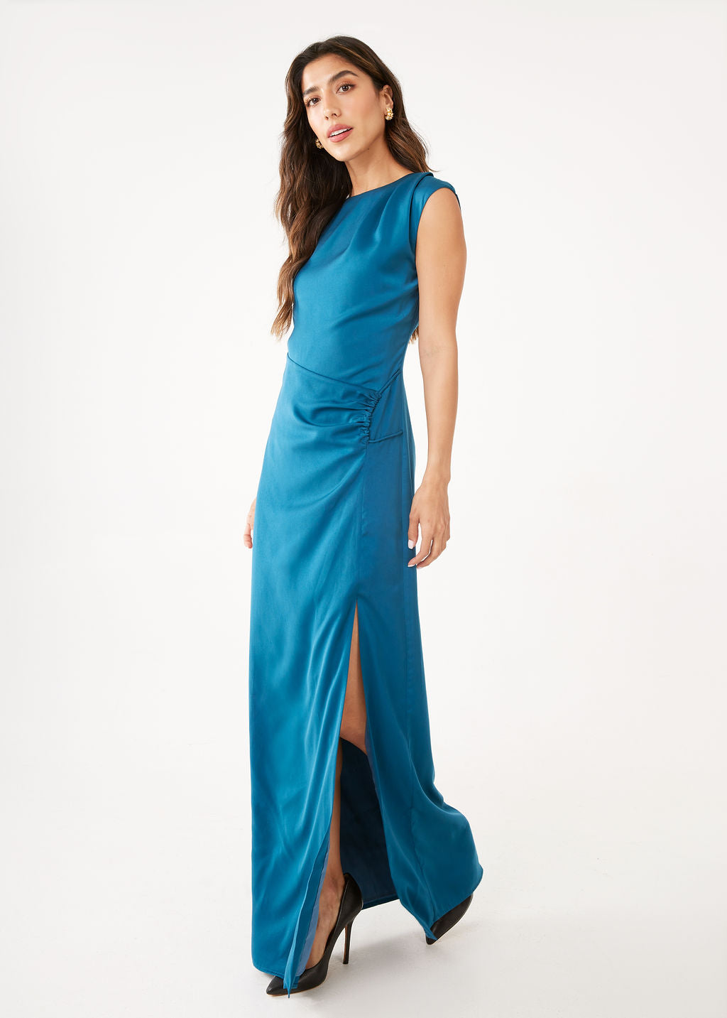 Stefanie Dress Deep Blue Satin