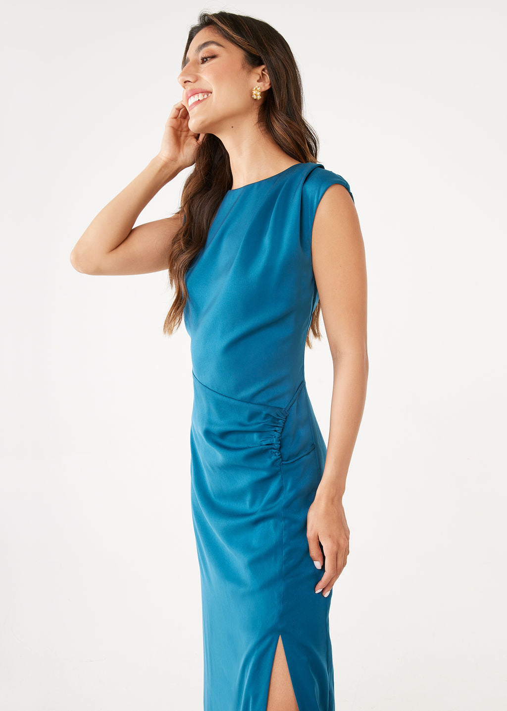 Stefanie Dress Deep Blue Satin