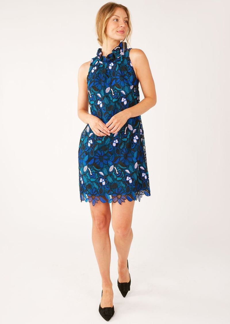 Betty Dress Blue Daisy Floral Lace