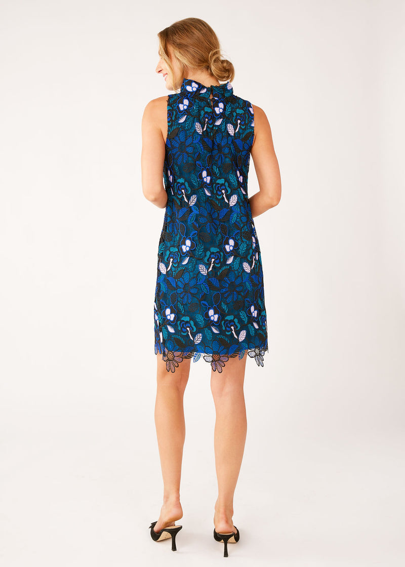 Betty Dress Blue Daisy Floral Lace