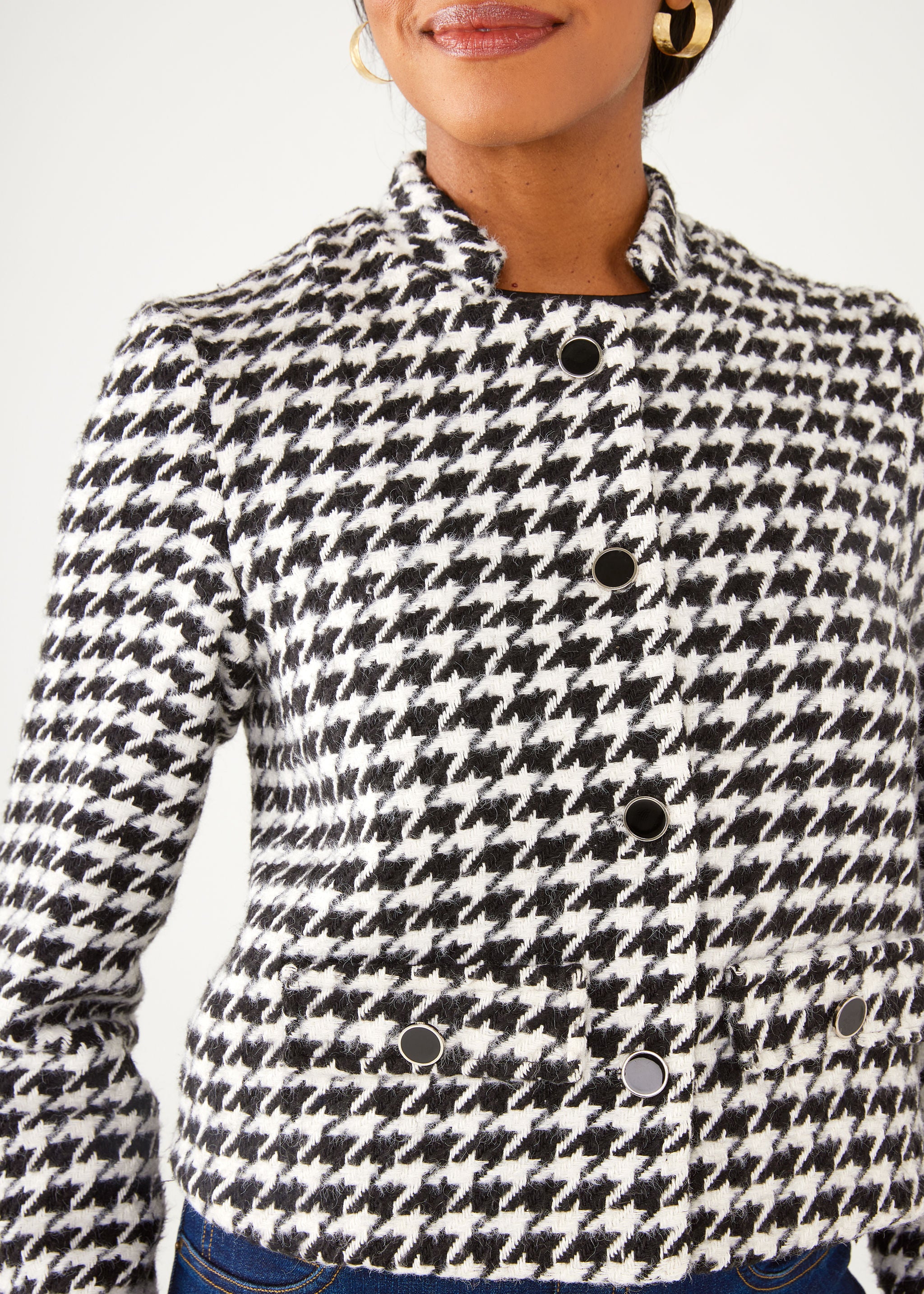 Onassis Jacket Black and White Houndstooth