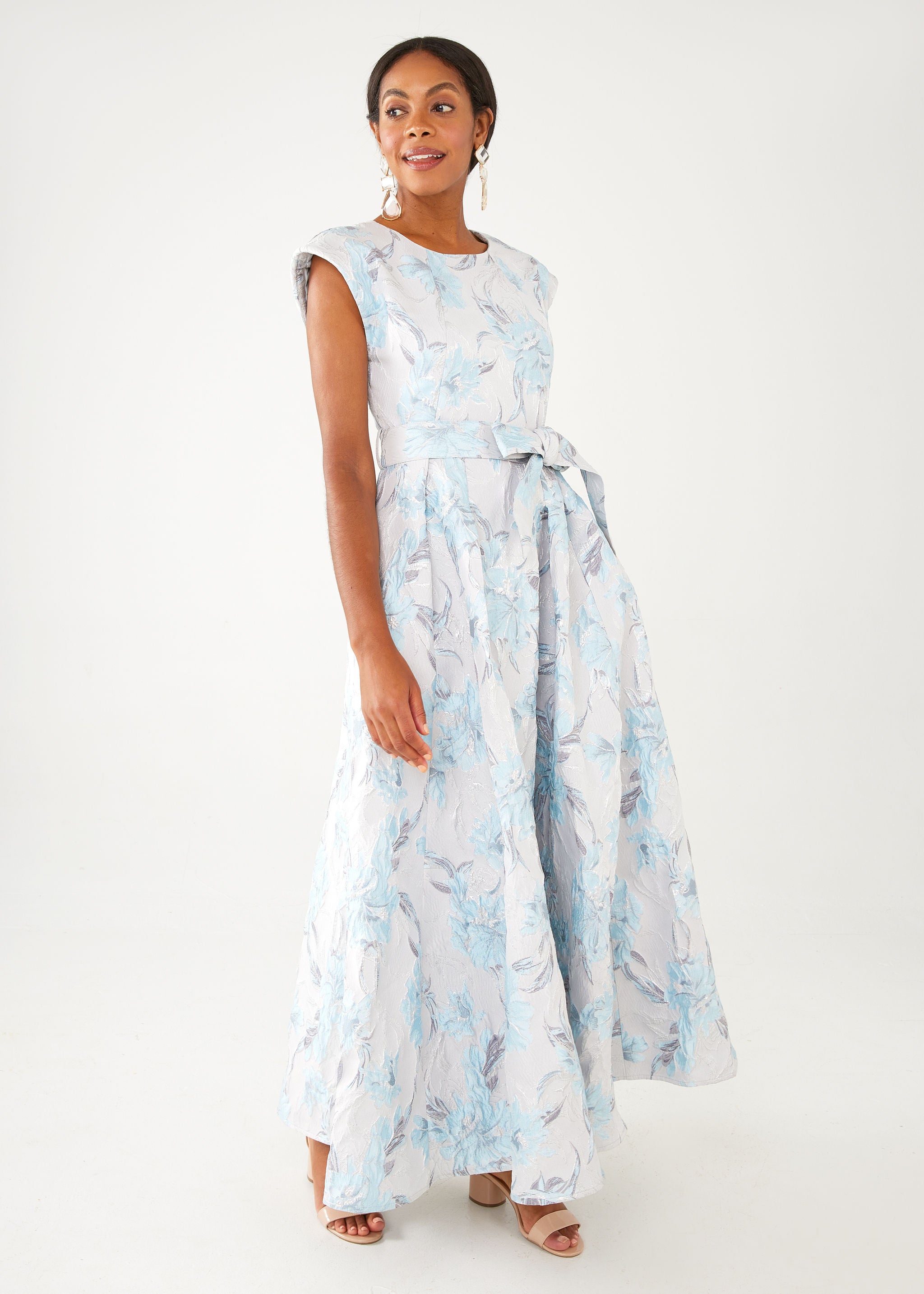 Olivia Gown Light Blue Metallic Jacquard