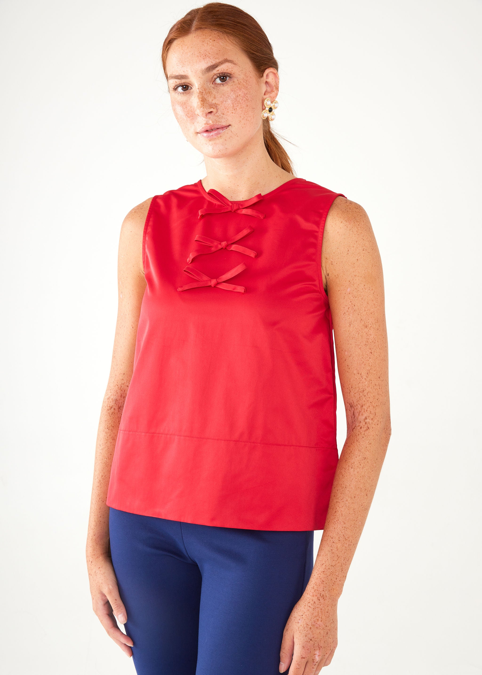 Zoe Top Red Duchess Satin