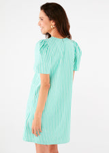 Marty Dress Turquoise Stripe Cotton