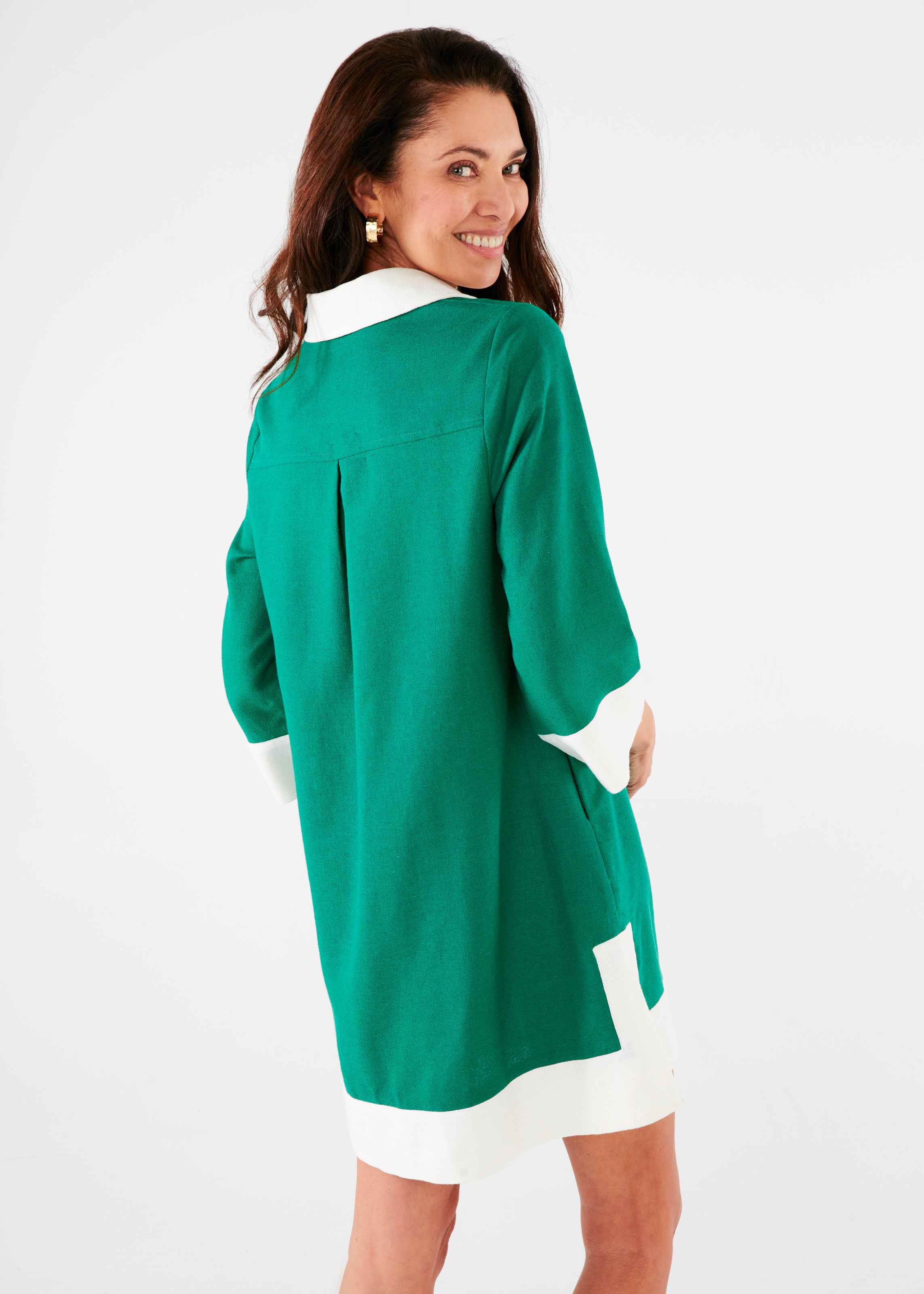 Piper Caftan Kelly Green White Linen