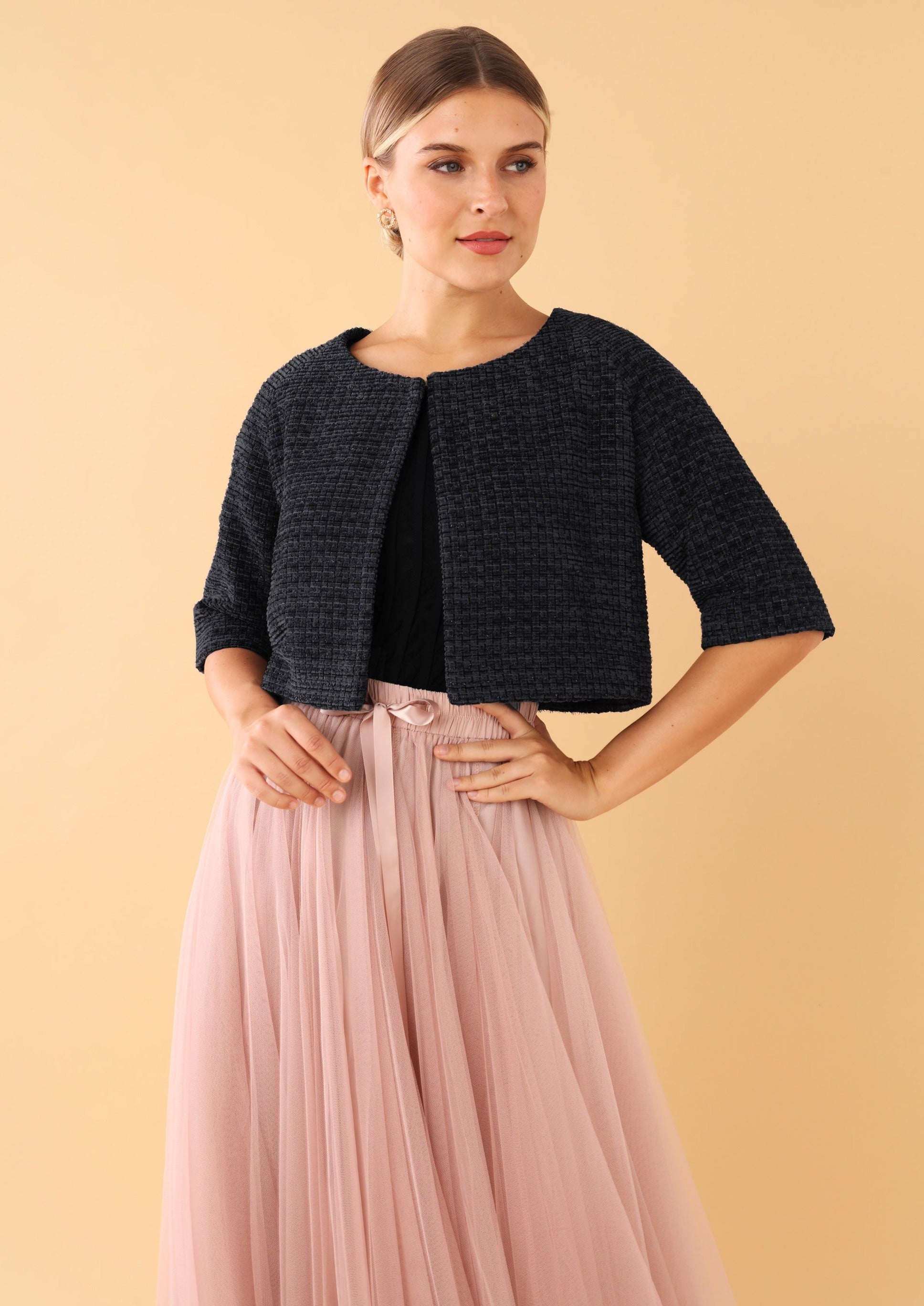 Mimi Shrug Boucle Tweed