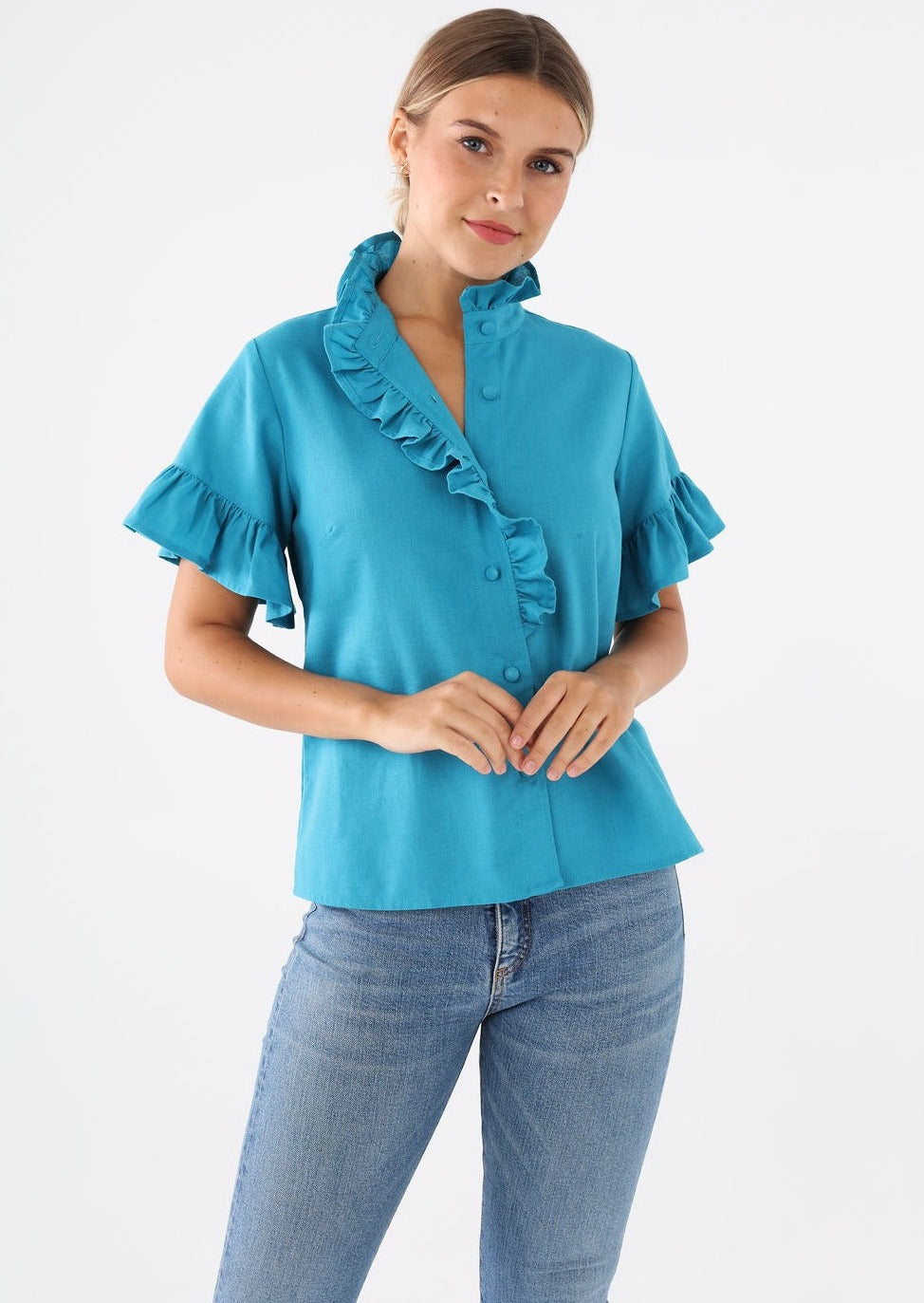 Sadie Top Coastal Blue Linen