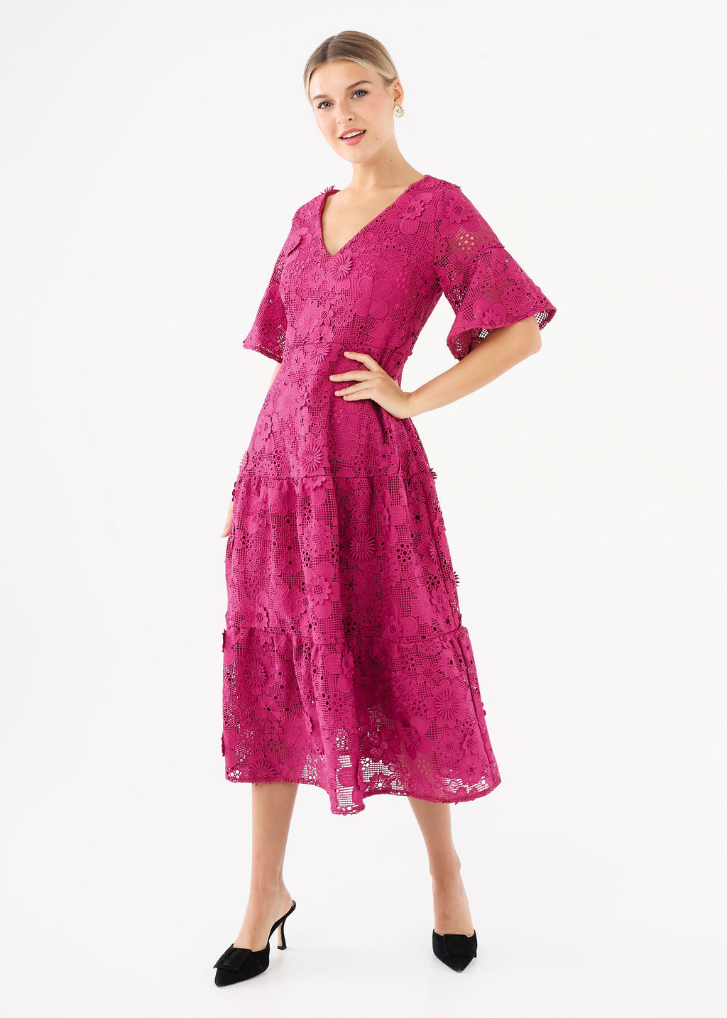 Ellery Dress Mulberry 3-D Lace – Abbey Glass