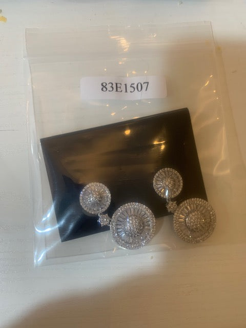 Silver CZ Drop Clip Earring - 83E1507