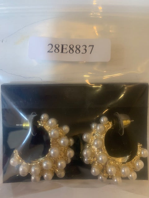 Gold Pearl Caviar Hoop Earring - 28E8837