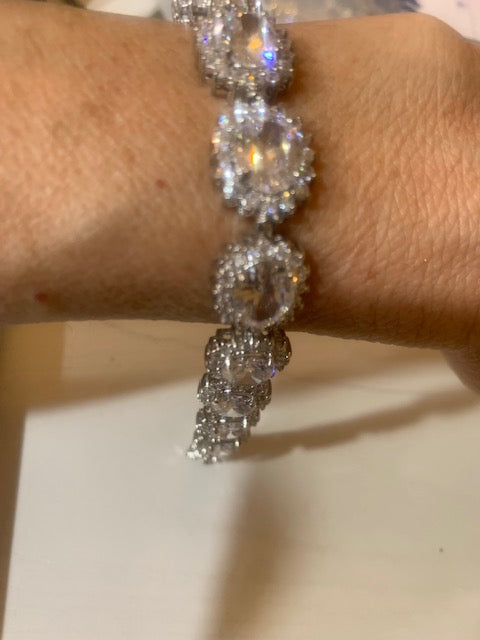 Silver Oval CZ Bracelet