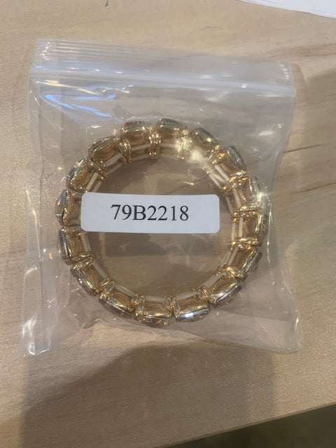 Gold Champagne Crystal Stretch Bracelet - 79B2218