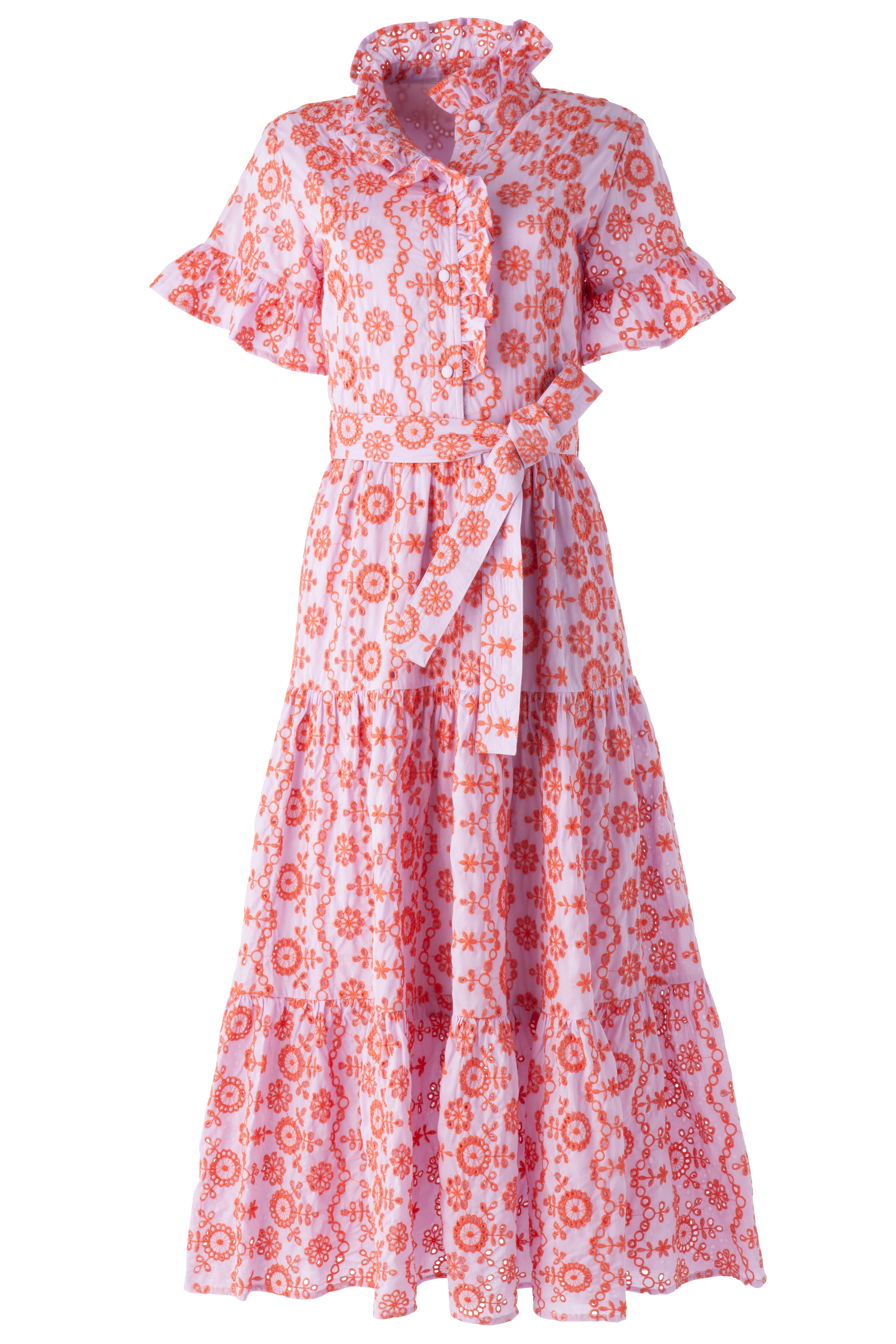 Sadie Maxi Dress Lavender Coral Eyelet