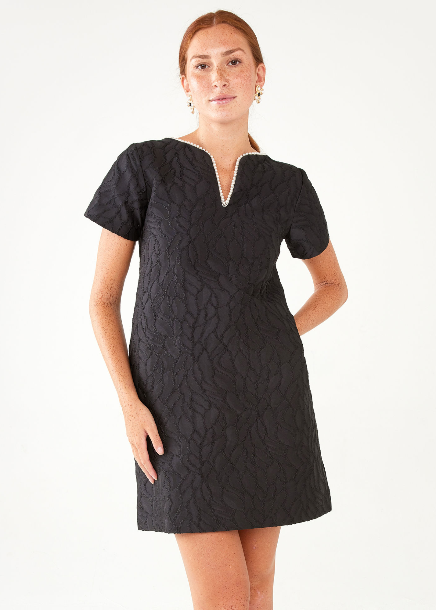 Lulu Dress Black Textured Satin Jacquard