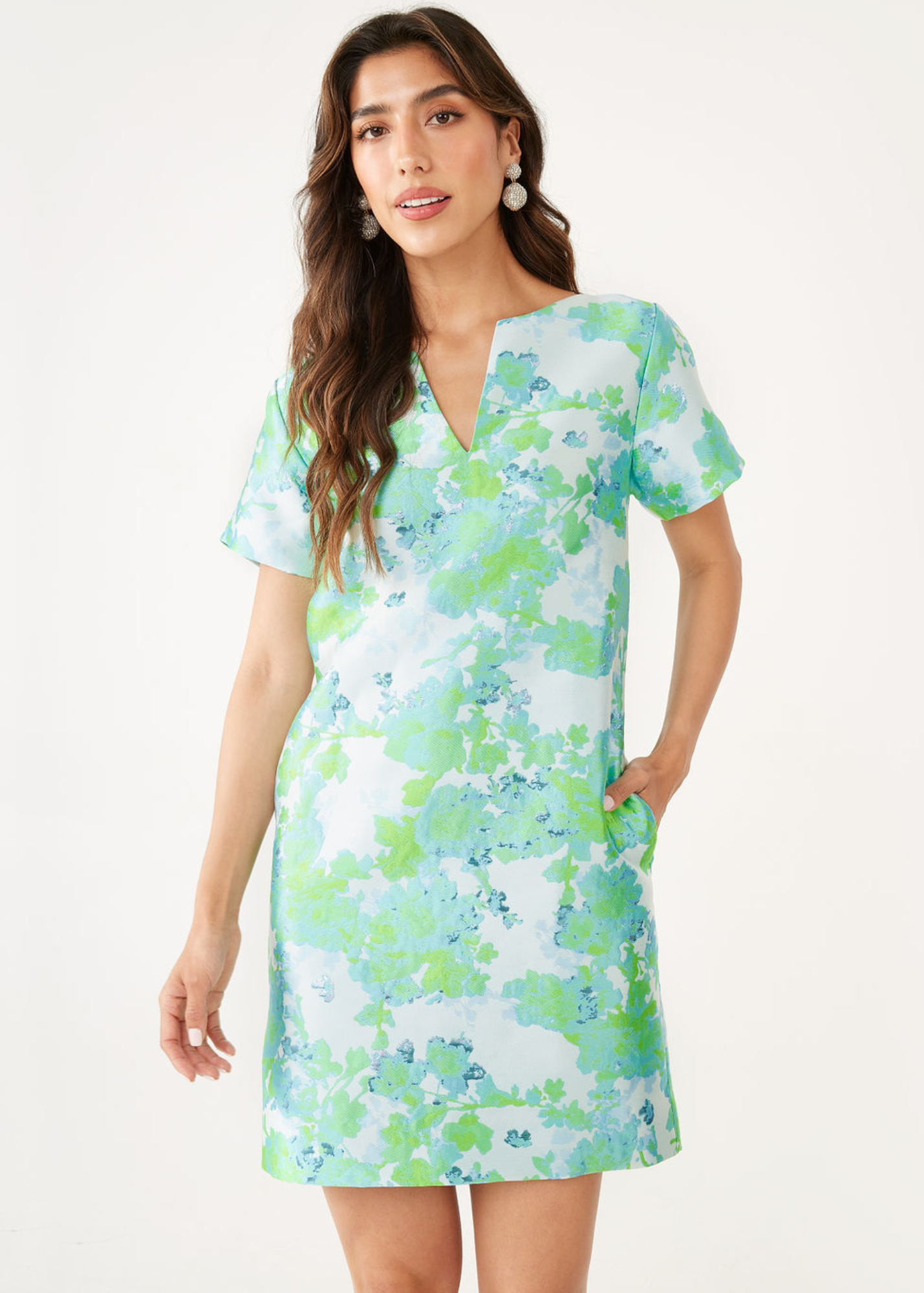 Lulu Dress Green Abstract Brocade