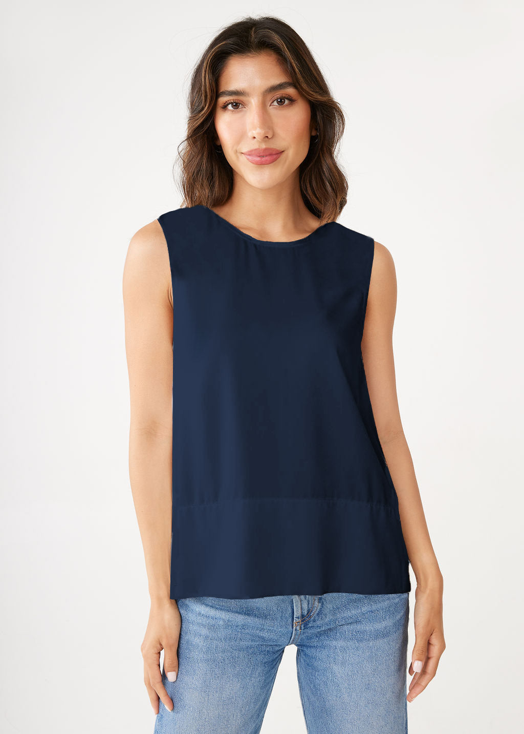 Zoe Navy Satin Top