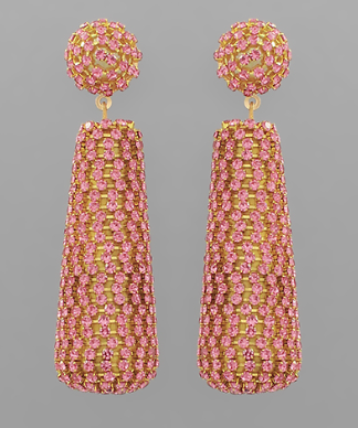 Crystal Cylinder Drop Earrings