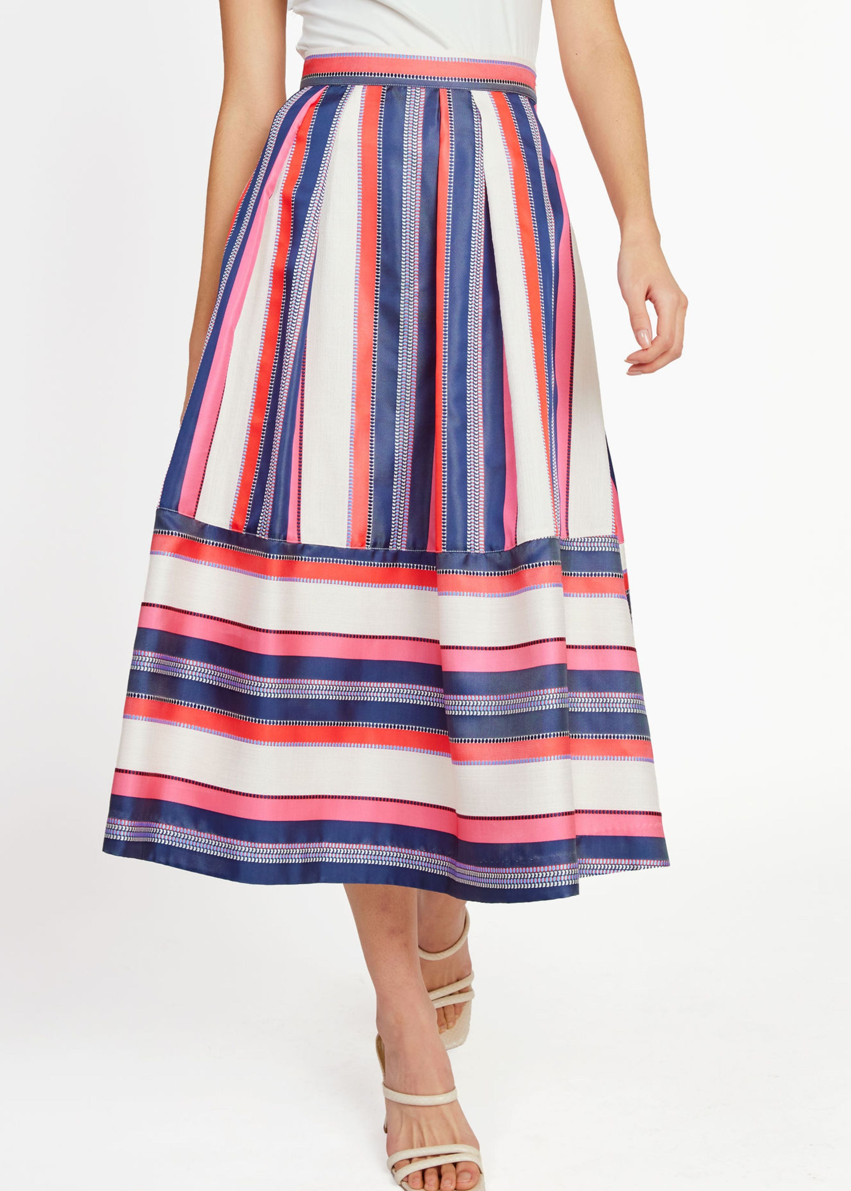 Catherine Skirt Carnation Coastal Stripe Jacquard