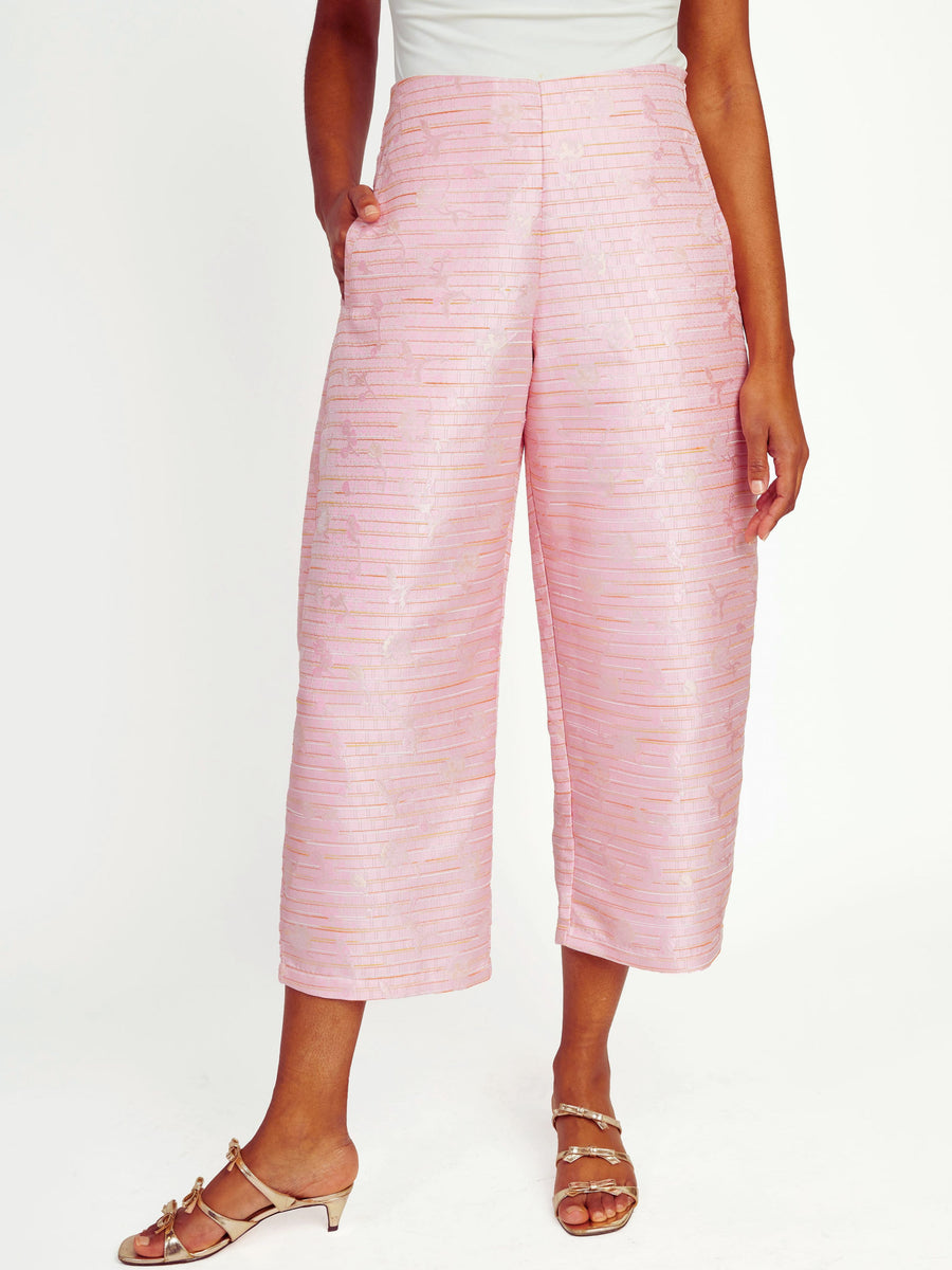 Taylor Pant Pink Textured Dupioni