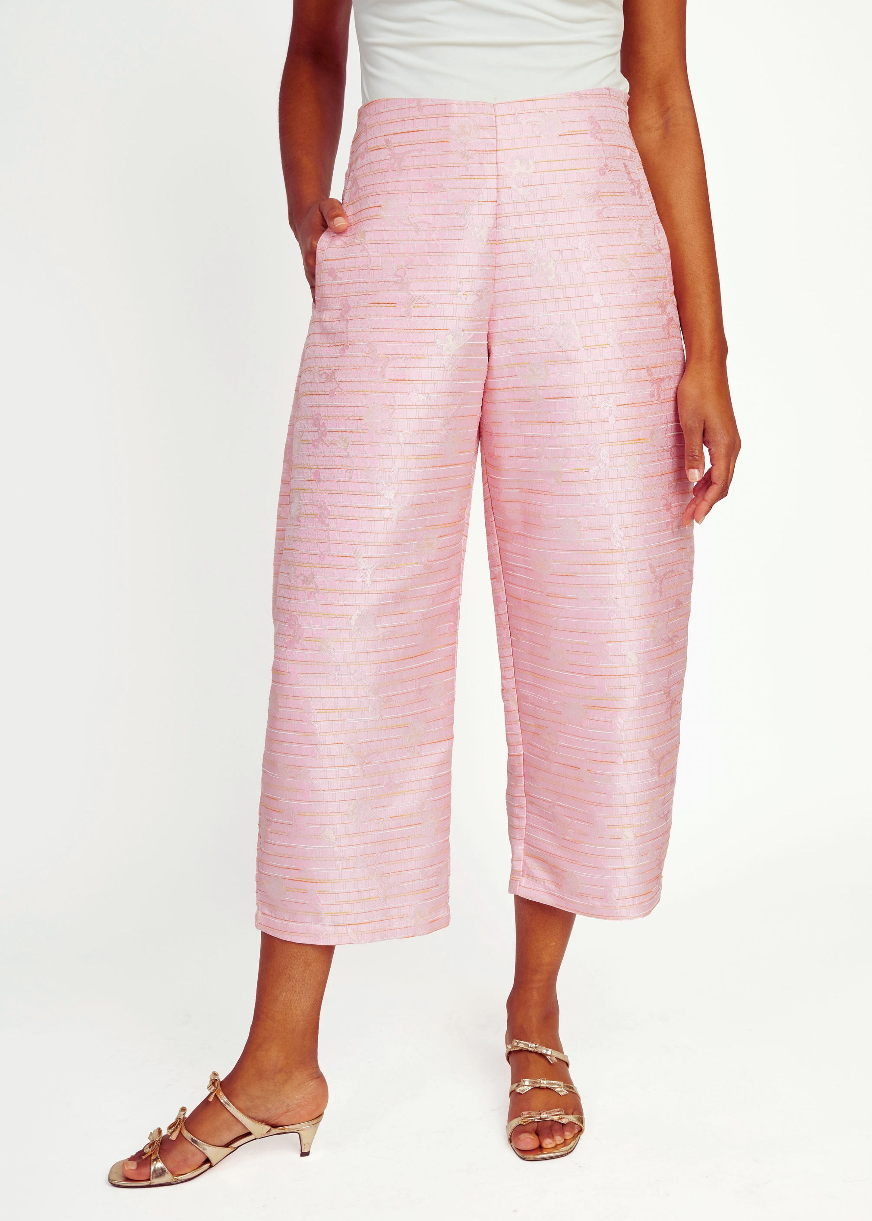 Taylor Pant Pink Textured Dupioni