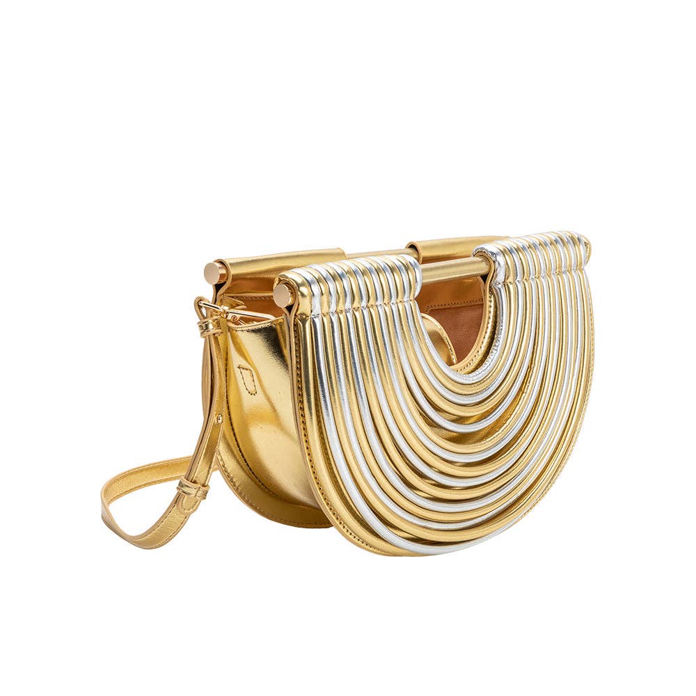 Eleanor Metallic Semi-Circle Crossbody Bag