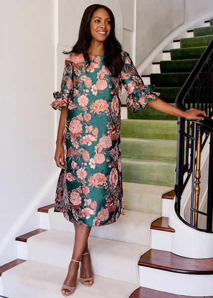 Bronwyn Dress Forest Mum Jacquard