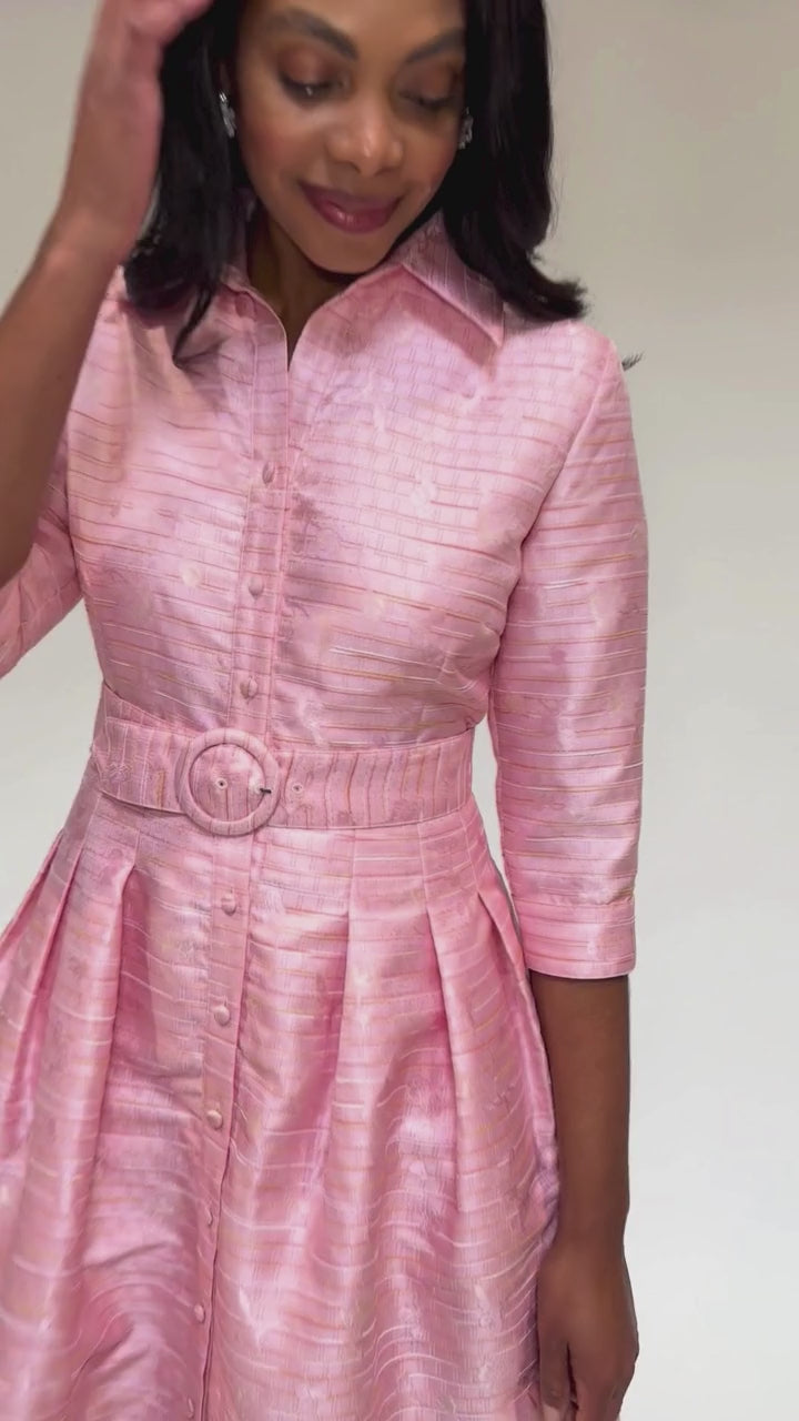Cecilia Gown Pink Textured Dupioni
