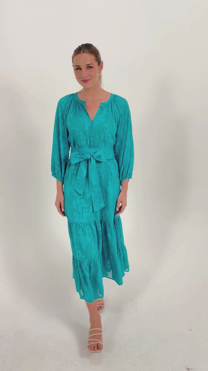 Elise Dress Teal Burnout Chiffon