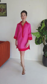 Piper Caftan Dress Pink Linen
