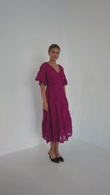 Ellery Dress Mulberry 3-D Lace