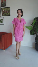 Lulu Dress Carnation 3-D Lace