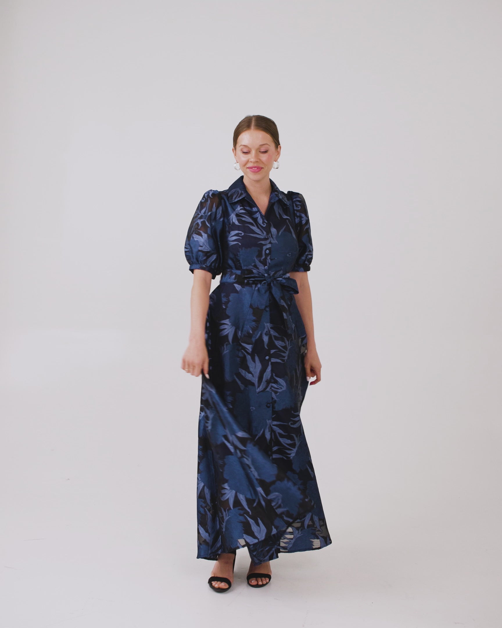 Charlotte Gown Royal Blue Pansy Vine Organza
