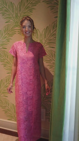 Heidi Caftan Gown Carnation 3-D Lace