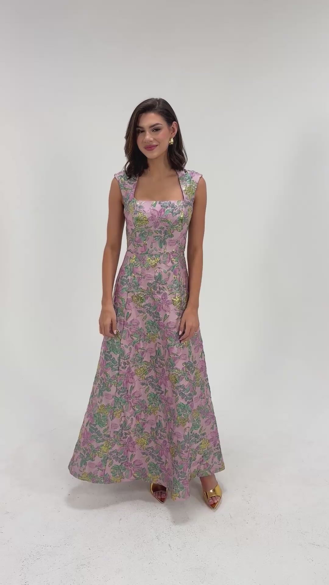 Lydia Gown Mauve Magnolia Jacquard