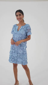 Lulu Dress Cornflower Blue 3-D Lace