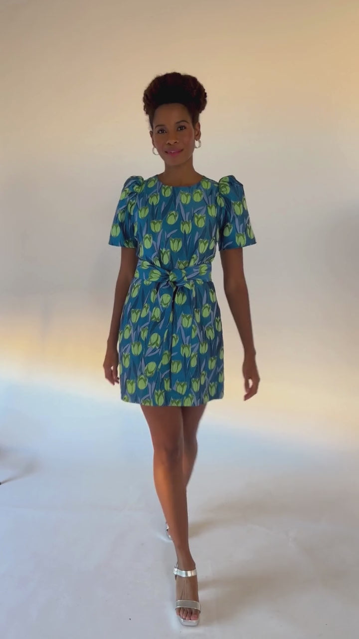 Marty Dress Cobalt Tulip Jacquard