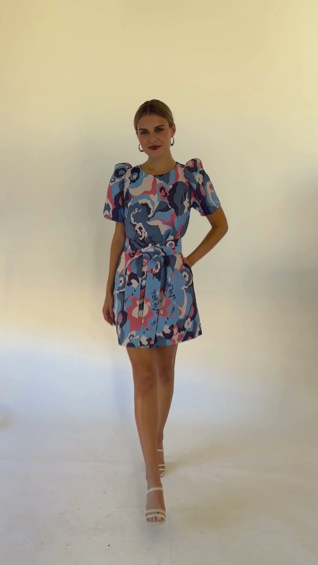Marty Dress Blue Retro Jacquard