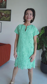 Lulu Dress Julep Green 3-D Lace