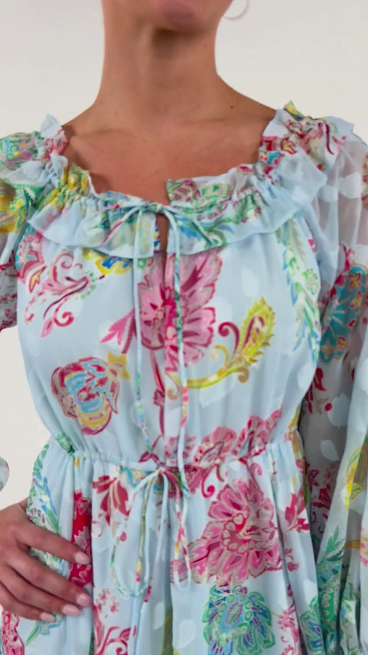 Serena Dress Sky Blue Paisley Chiffon