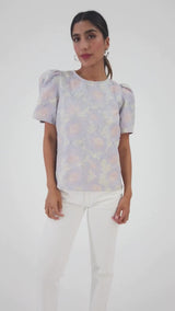 Marty Top Lilac Floral Jacquard