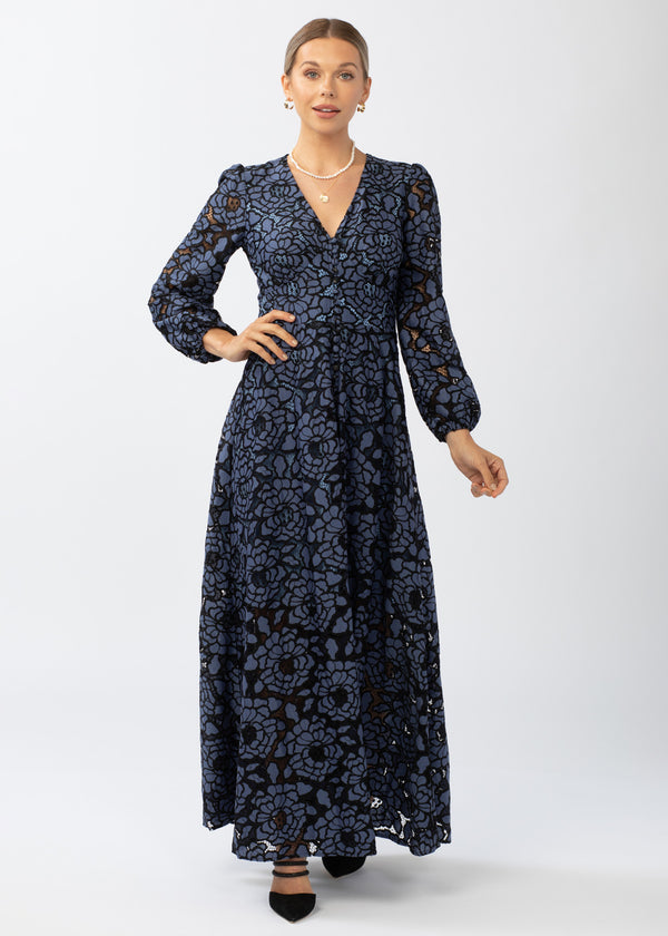 Brooke Long-Sleeved Gown Midnight Rose