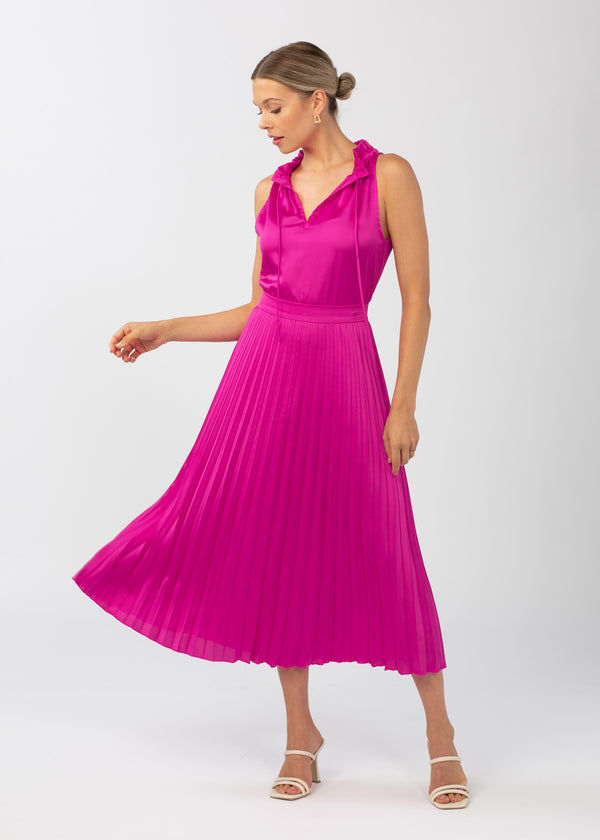 Beverly Pleated Skirt Pop Pink