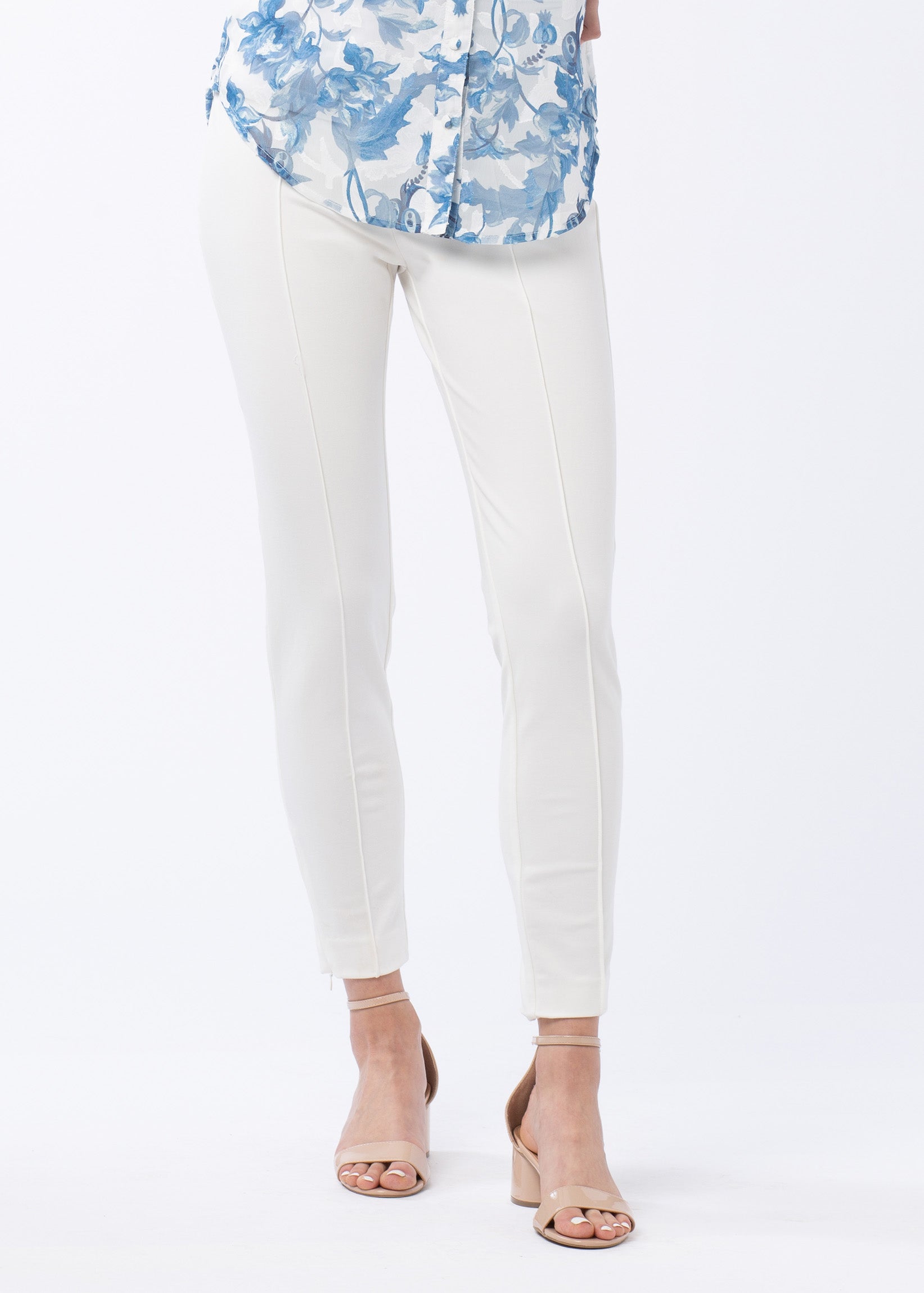 Gregg Skinny Ankle Pant White Ponte