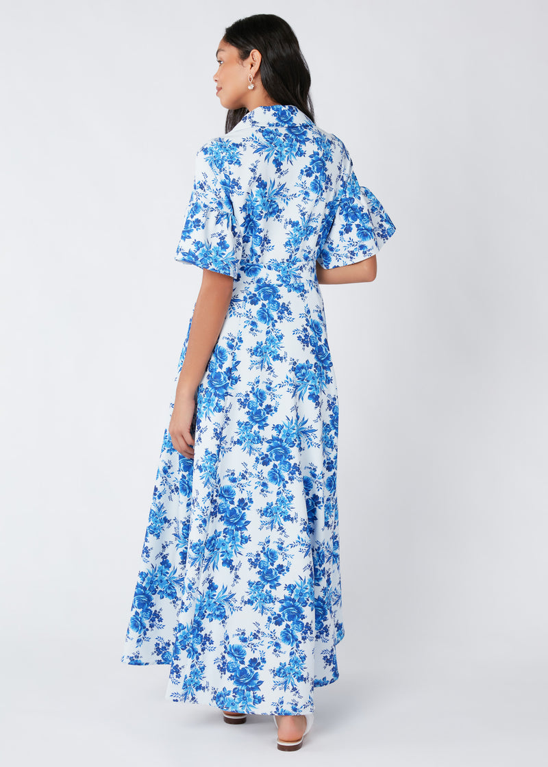Charlotte Collared Gown Blue Rose Chintz