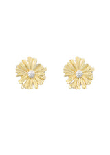 Gold Daisy Earrings with Rhinestone Center