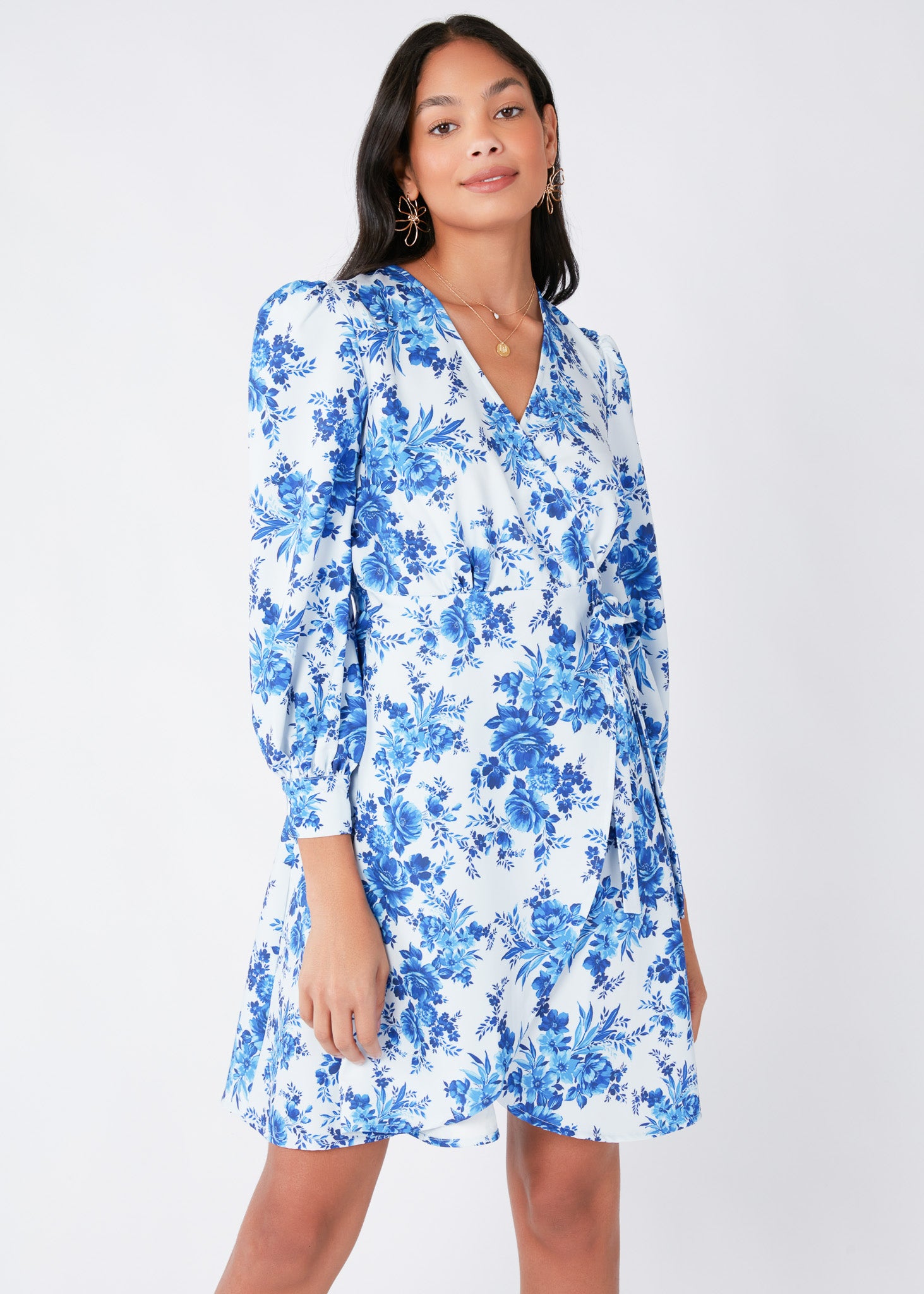 Diane Mini Wrap Dress Blue Rose Chintz – Abbey Glass