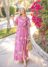 Charlotte Gown Tossed Floral Pink